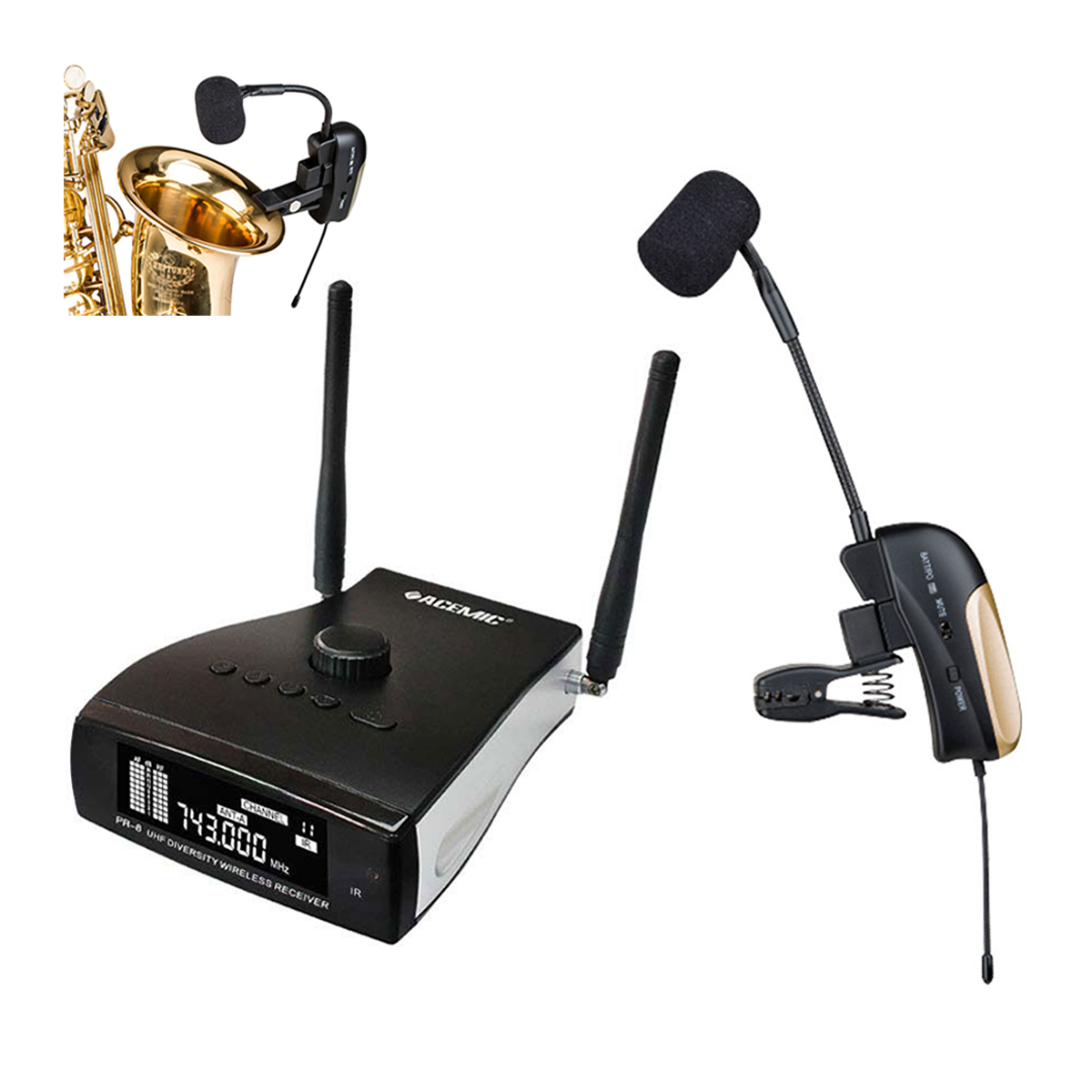 PR-8ECHO/ST-4 Wireless Saxophone Microphone for Stage 3 Echo