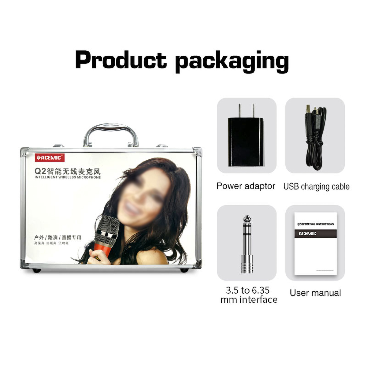 Q2/M1 Portable Wireless Microphone System for Karaoke