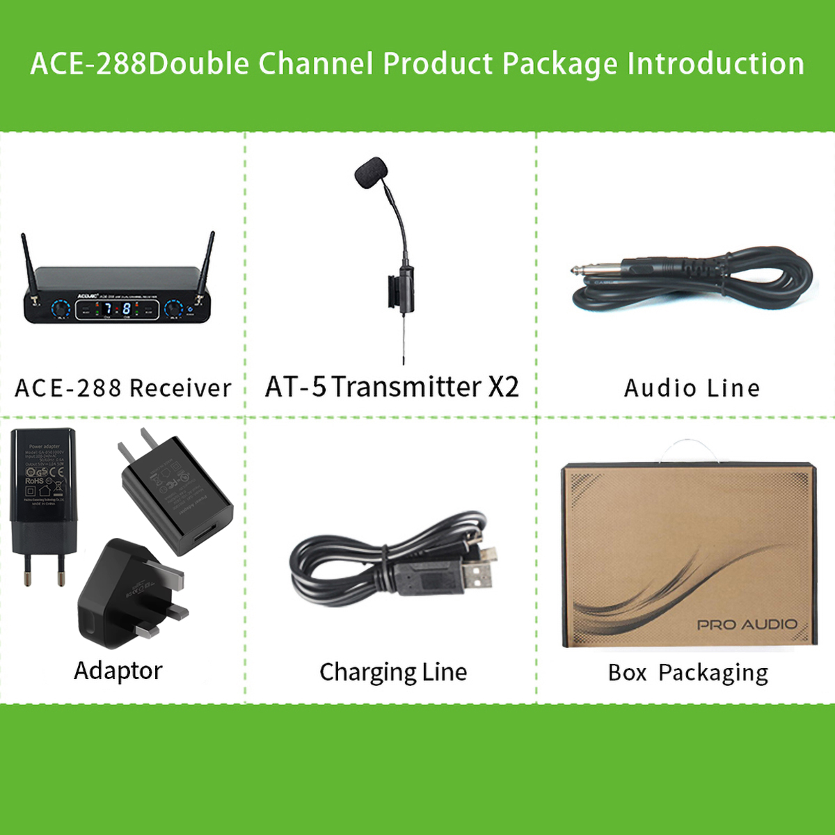 ACE-288/AT-5 Wireless Accordion Microphone for Stage