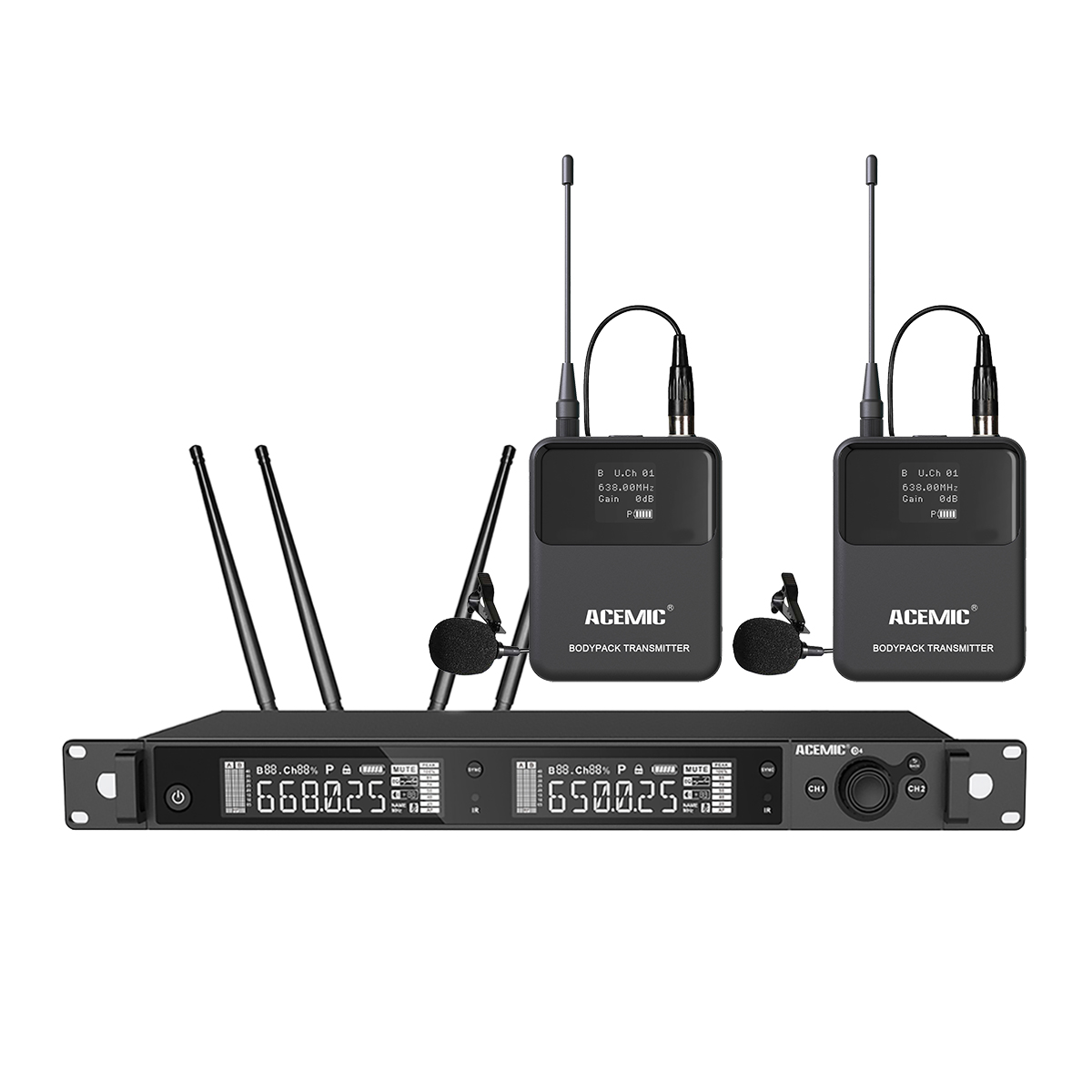 D4-BPL Wireless Lapel Microphone System for Stage