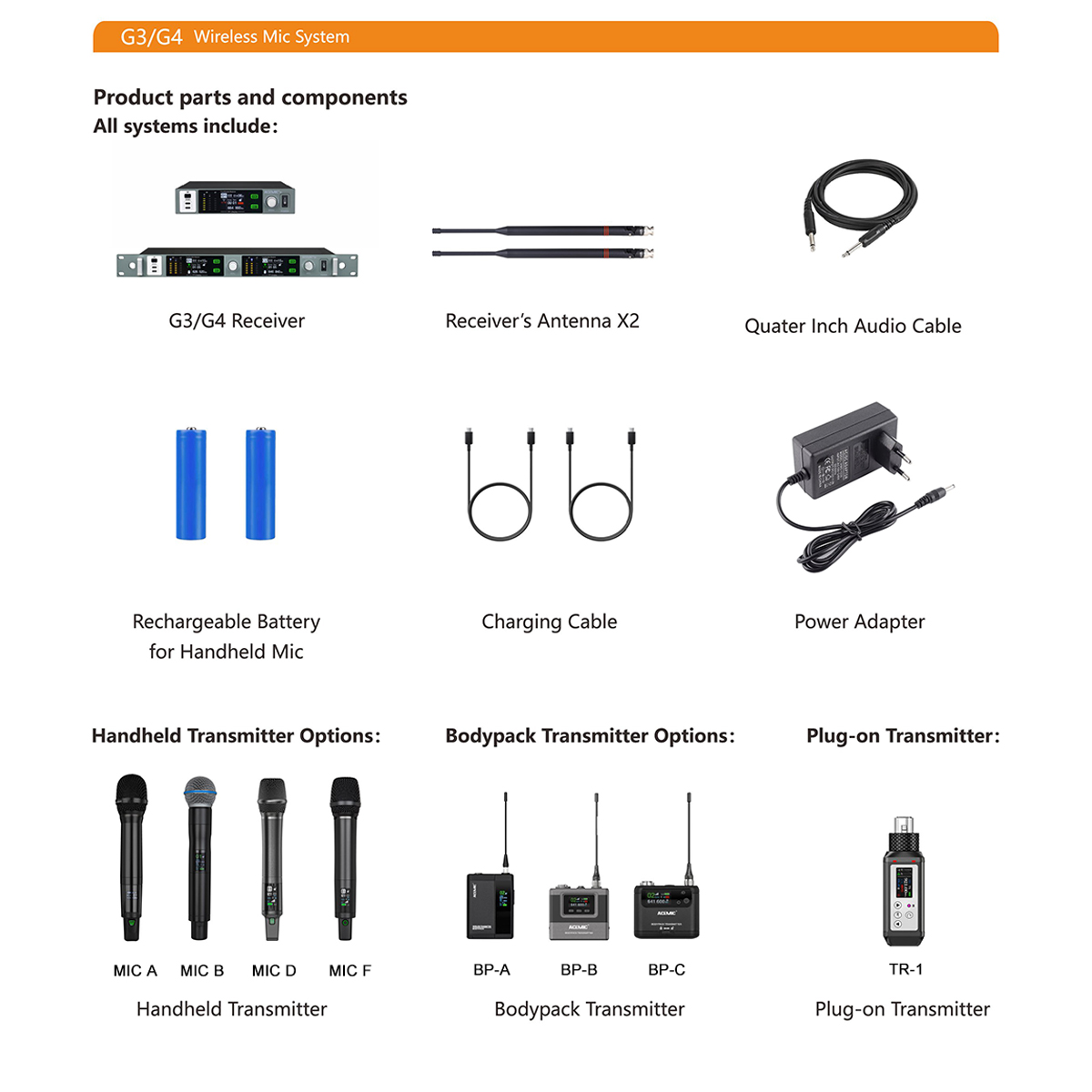 G4/MicB Wireless Handheld Microphone System for Singers