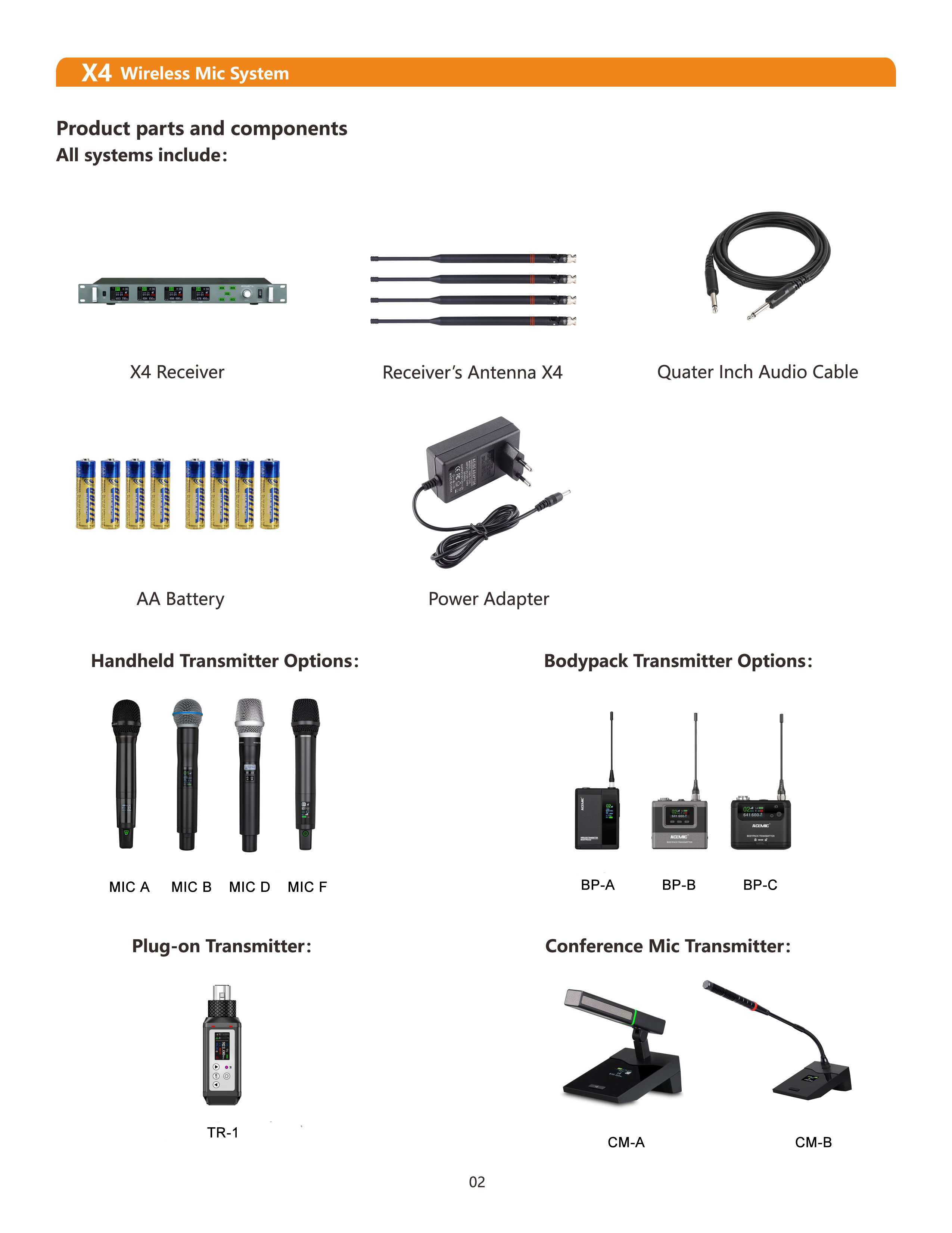 X4 4 Channel Wireless Microphone System for Stage